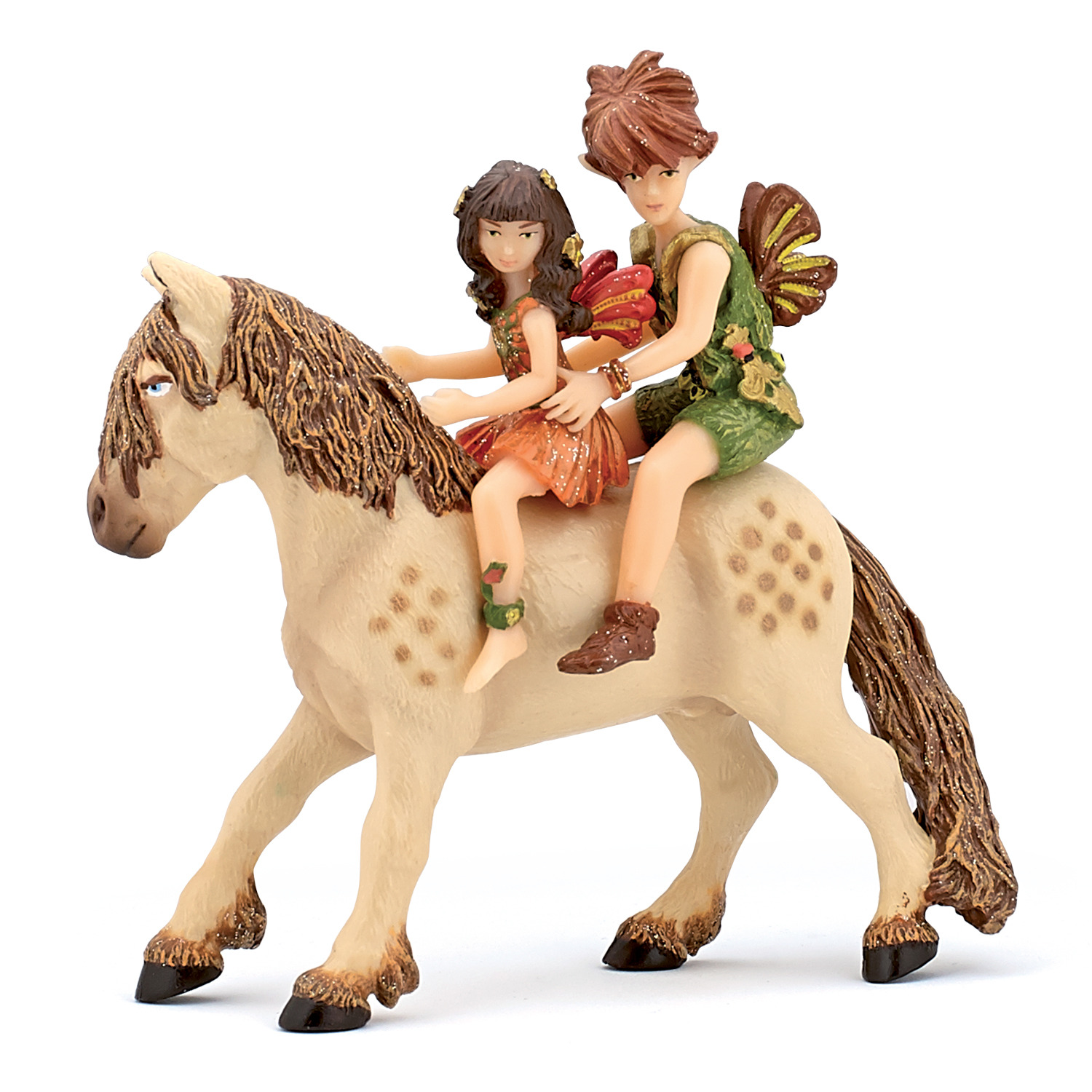 Image of PAPO The Enchanted World Elves Children and Pony Toy Figure - Brown