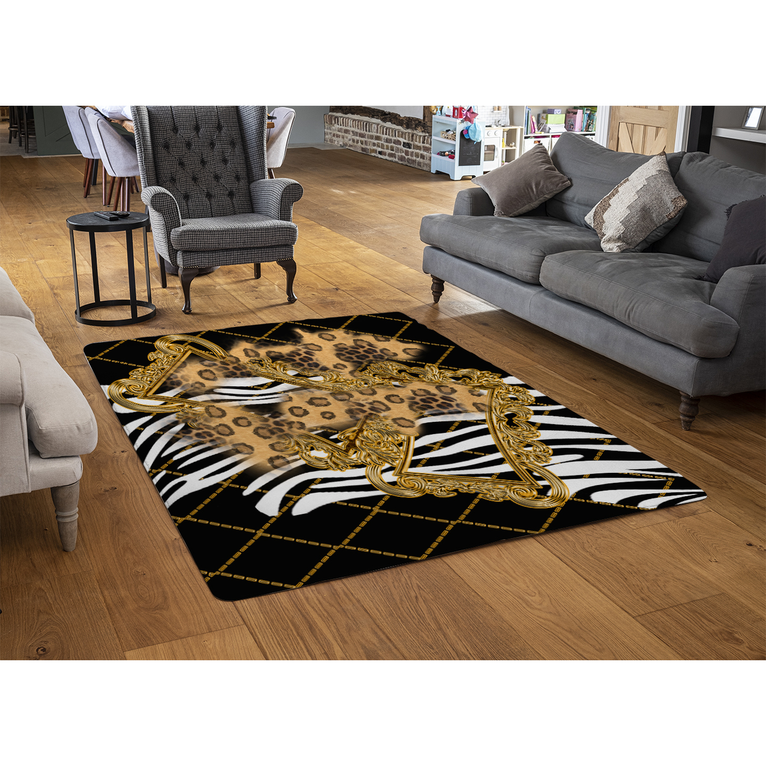 Zebra  Baroque Rug - Gold / 150cm thumbnail