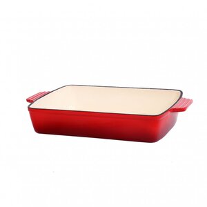 Cast Iron Red Enamel Roasting Pan Casserole Dish