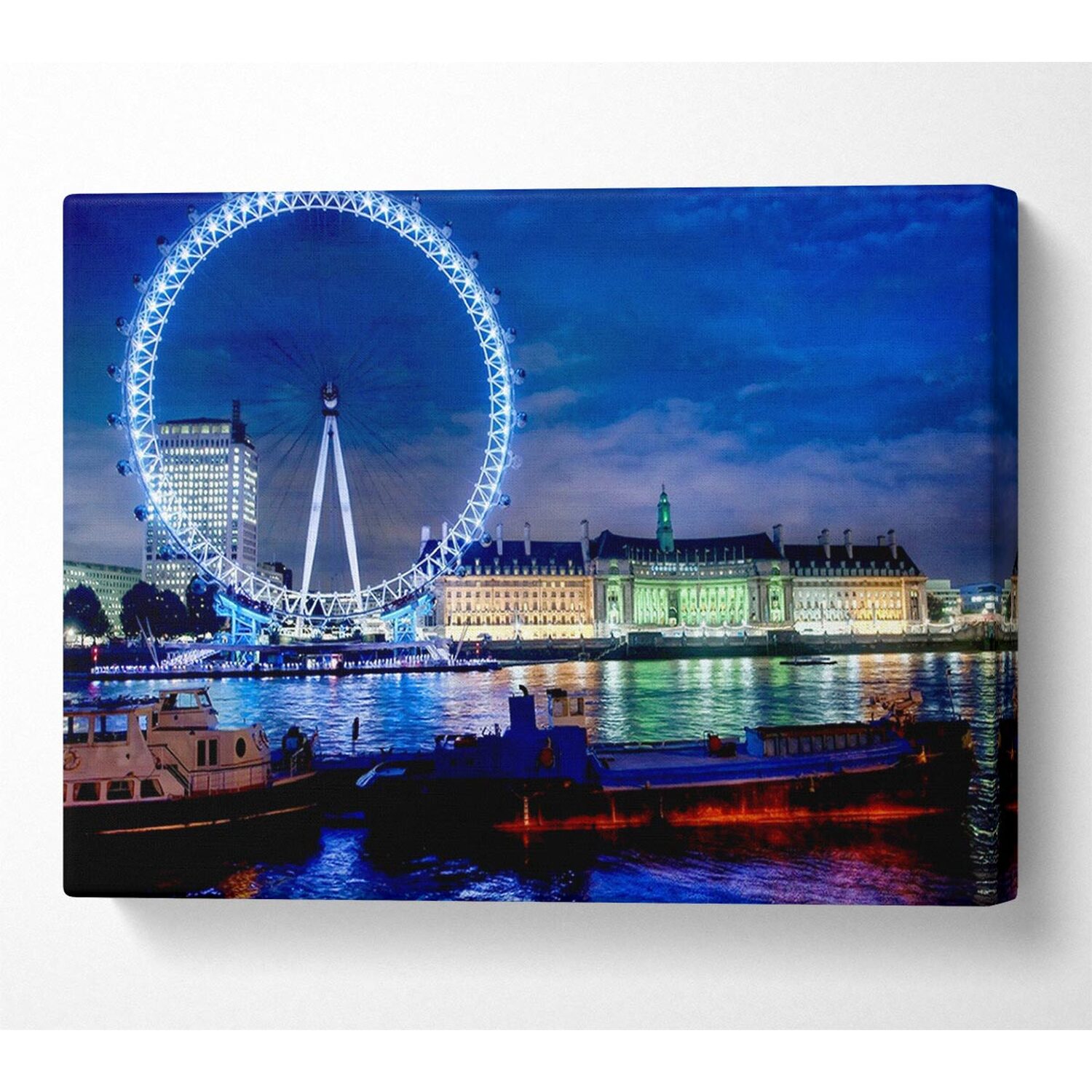 Wallart-Direct - London-Eye Dusk Canvas Print Wall Art - Yellow / 101.6cm thumbnail