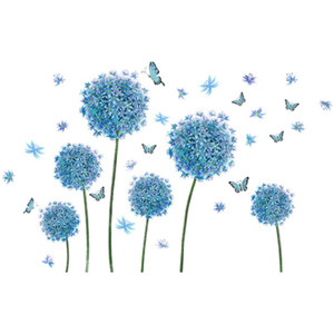 Blue Dandelion and Butterfly Wall Stickers