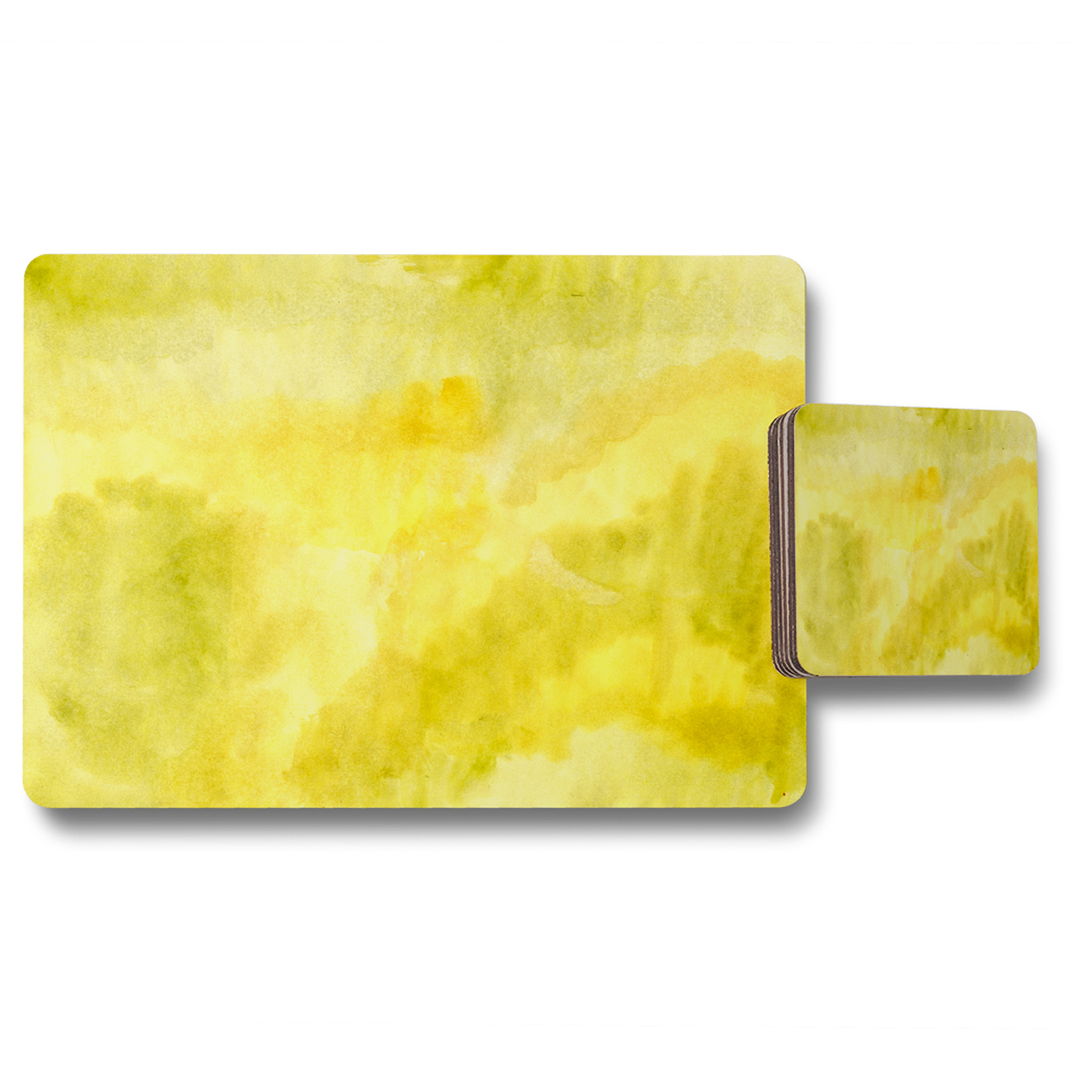 Image of Yellow Watercolour Placemat Coaster Set -&hellip;