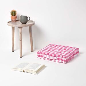 Homescapes Cotton Block Check Floor Cushion