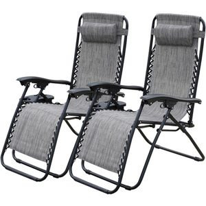 Alivio 2x Zero Gravity Reclining Sun Lounger Chairs with Cup holder