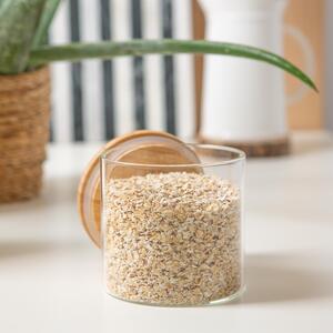 Scandi Glass Storage Jar with Wooden Lid