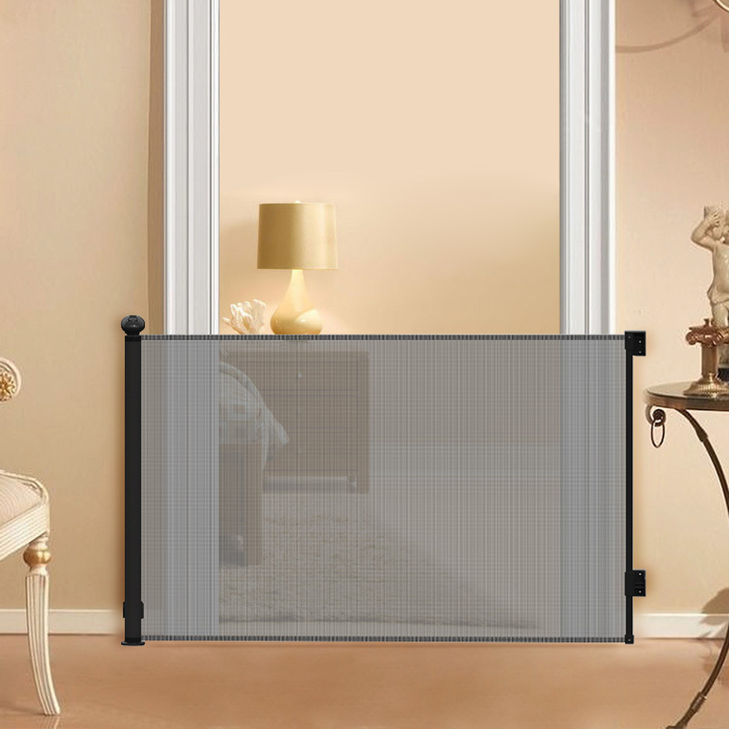 138 Inch Extra Wide Retractable Baby Gate - 34.6 Tall Mesh Pet Gate For Large Openings
