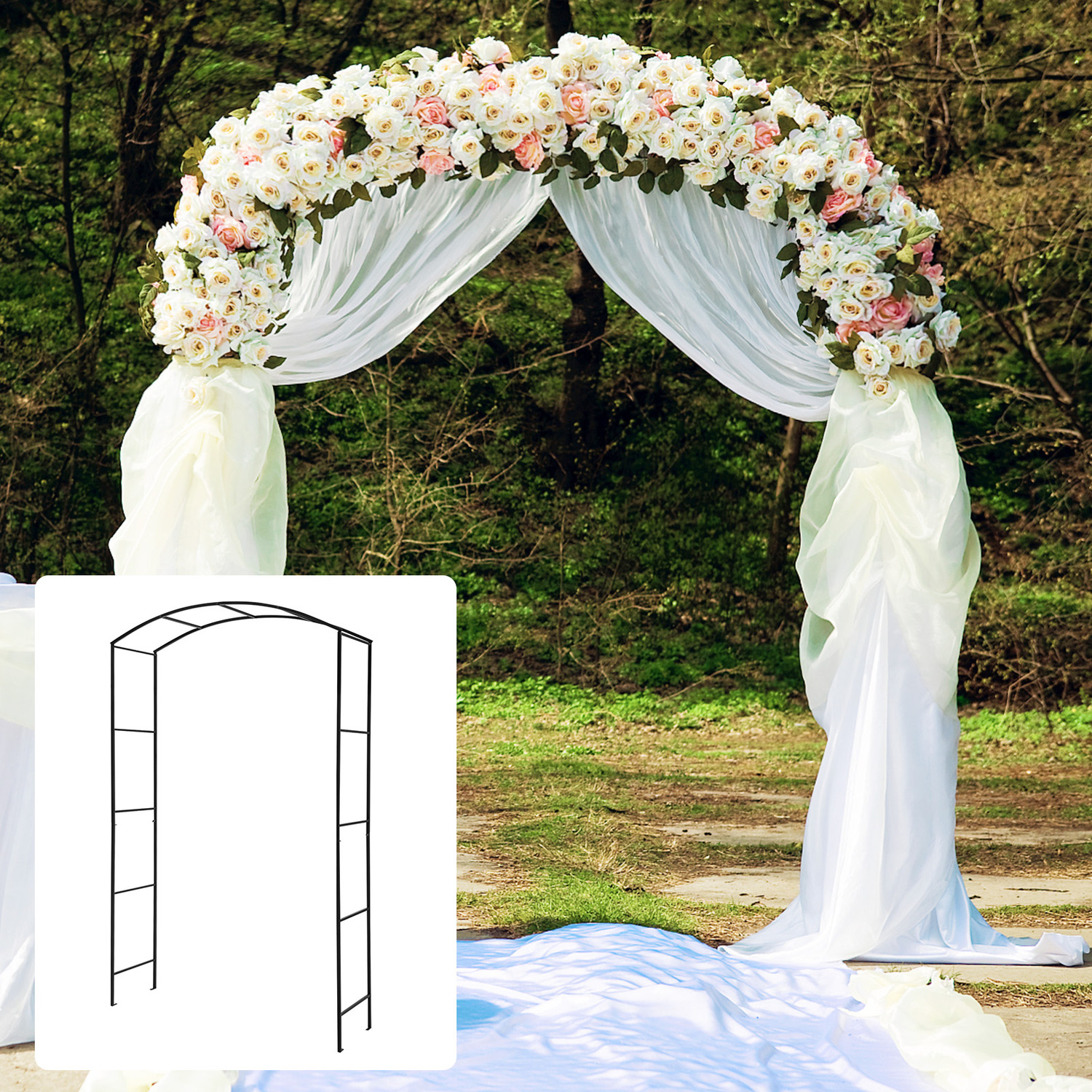 230cm Garden Arch Arbor Trellis - Black