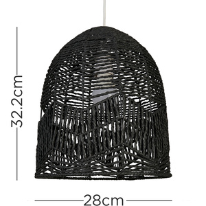 View of Rustic Black Woven Rope Bird Cage Ceiling Pendant Light Shade