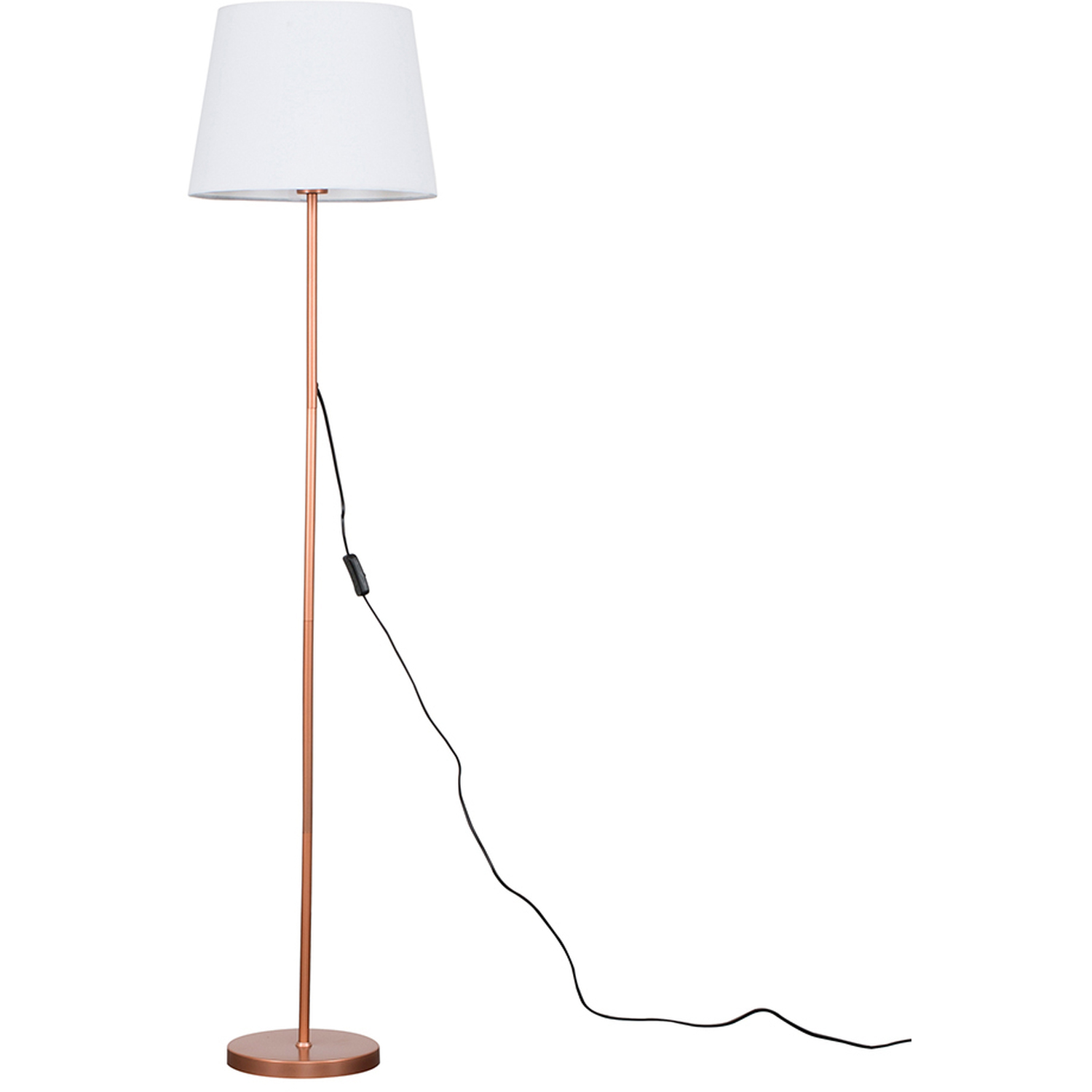 Charlie Copper Painted Modern Stem Floor Lamp Large White Tapered Shade - Brown