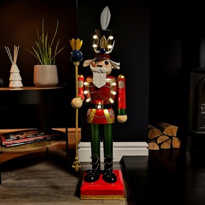 Light Up Nutcracker Soldier LED Christmas Wooden Ornament Home Decoration