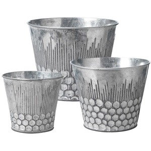 Set of 3 Indoor Zinc Honeycomb Plant Pots