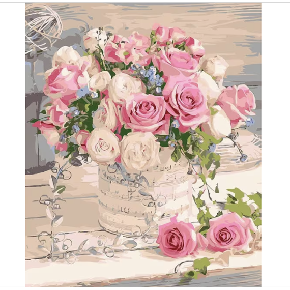 Pink Roses Bouquet Paint by Numbers Kit
