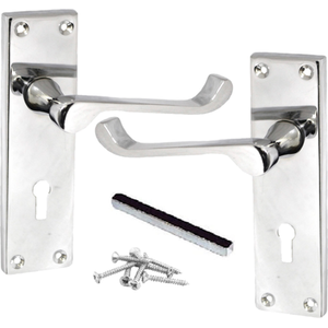 Door Handles Victorian Scroll Lever Lock - Chrome 150 x 40mm