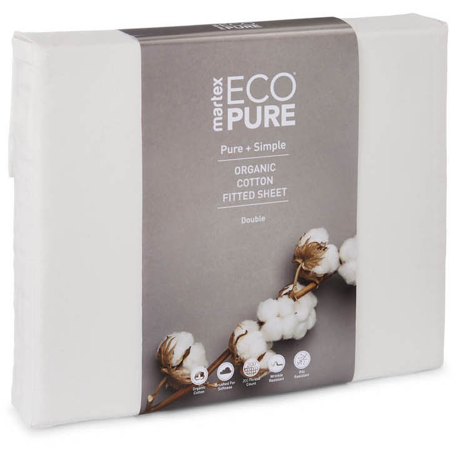 Martex Eco Pure 200tc Organic Cotton Fitted Sheet - White Superking