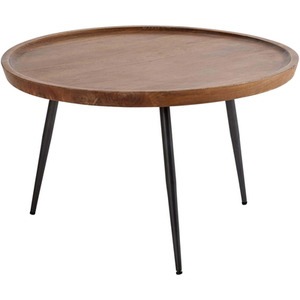 Brown / 75cm Home Source Manhattan Mango Wood Round Coffee Table with Metal Legs  shot 6078184