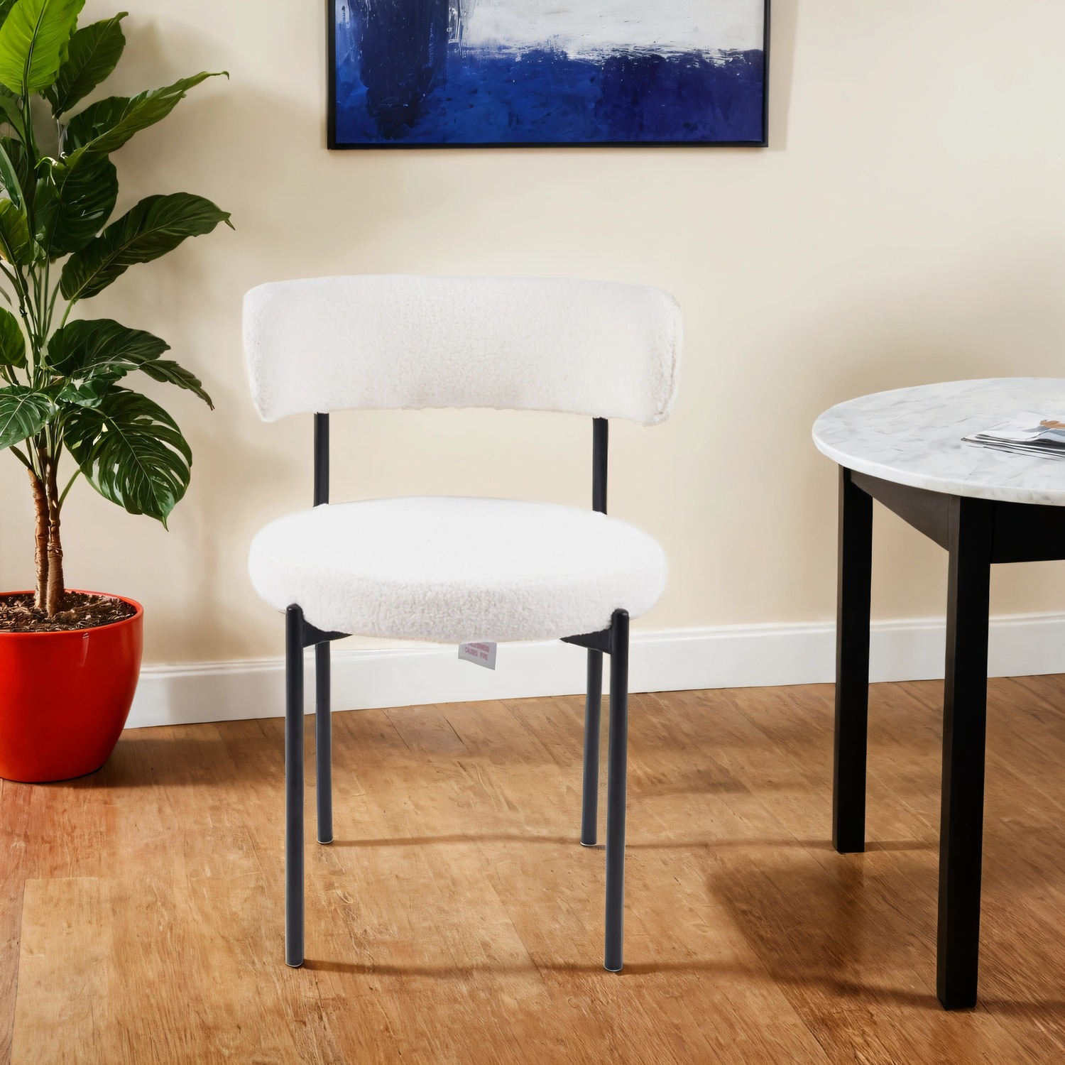 Elysian Boucle Dining Chair - White 1