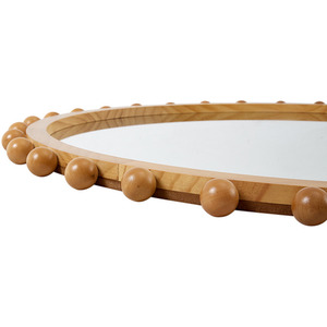 Natural Wood Colour / 79cm Pine Wood Wall-Mounted Decorative Mirror shot 6080757