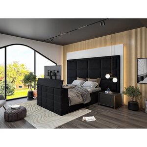 New York Upholstered TV Bed Frame - Plush Velvet Fabric