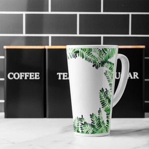 Green Botanical Leaves Latte Mug