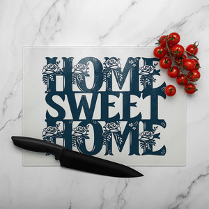 Home Sweet Home Type Glass Chopping Board-large