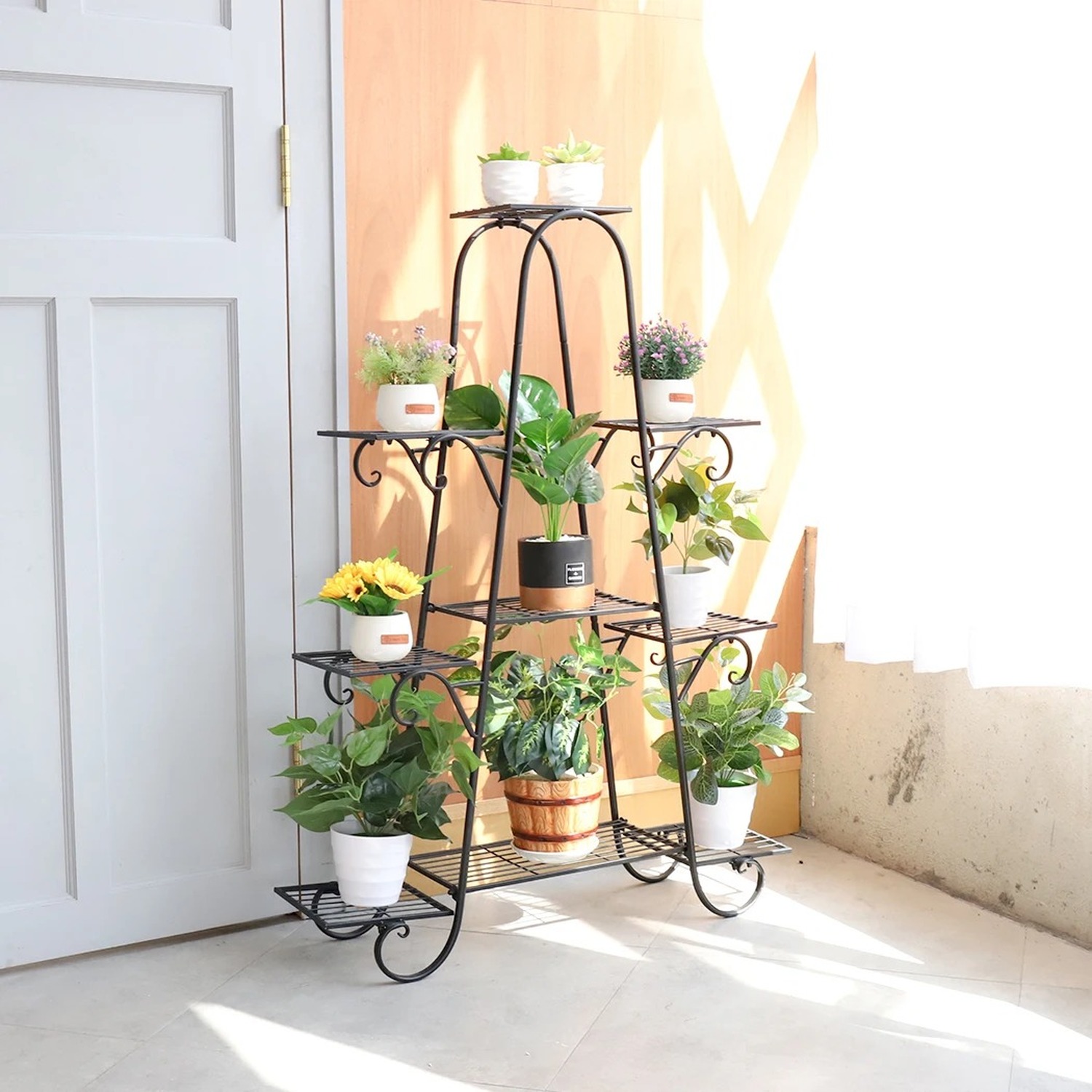 9 Tier Metal Plant Stand - Black