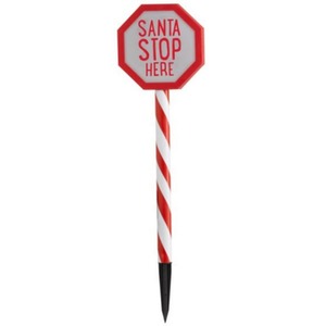 Battery Operated Light up Santa Stop Here LED Christmas Sign