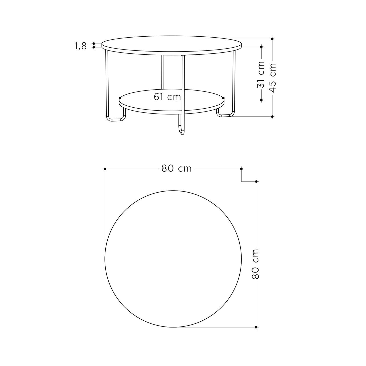 Fwstyle 2 Tier Round Modern Coffee Table Scratch Resistant - Marble Oak