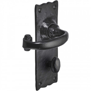 Iron Door Handles Black 158 x 55mm Antique Cottage Bath Lock