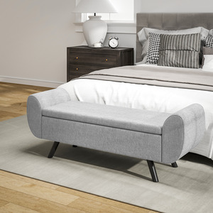 HOMCOM Storage Ottoman with Armrest Upholstered Storage Bench