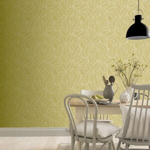 Leaf Lines Glittery Finish Smooth Vinyl Wallpaper