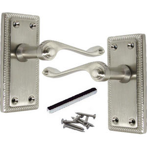 Door Handles Georgian Lever Latch Roped Edge - Satin 110mm x 50mm