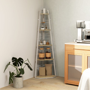HOMCOM 5 Tier Corner Shelf with Adjustable Feet