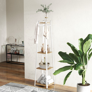 HOMCOM Clothes Rack with Storage 8 Hooks and 3 Tier Shelf