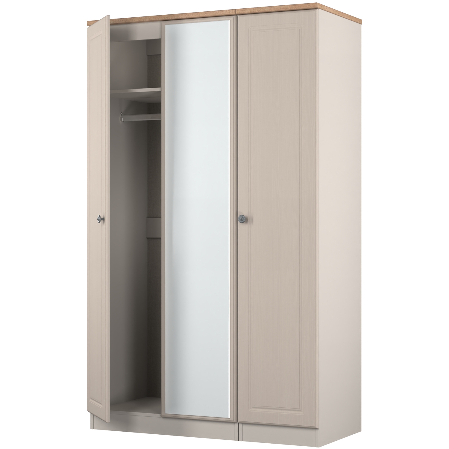 Norfolk Ready Assembled Triple Mirror Wardrobe - Kashmir Ash Bardolino Oak