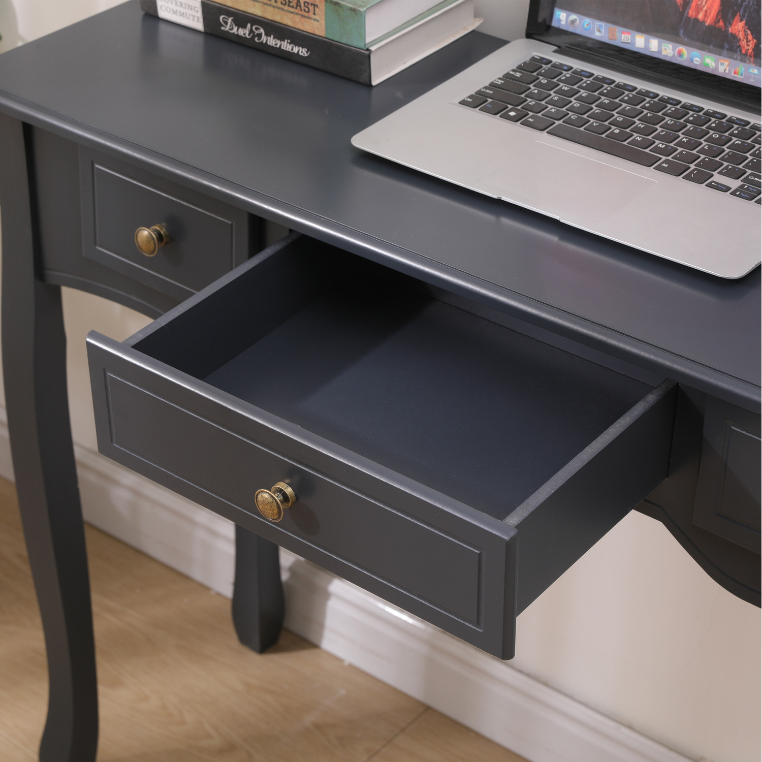 Hmd Dark Grey Console Table With 3 Drawers - Dark Grey
