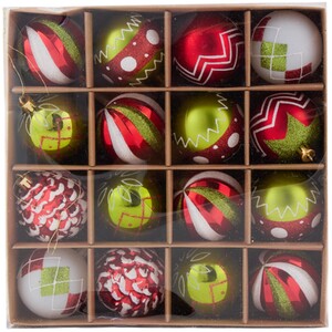 Set of 16 Novelty Candy Cane Lane Baubles
