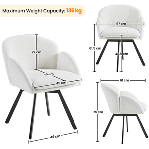 White Yaheetech Vanity Chair Armchair with Swivel Seat shot 9978961