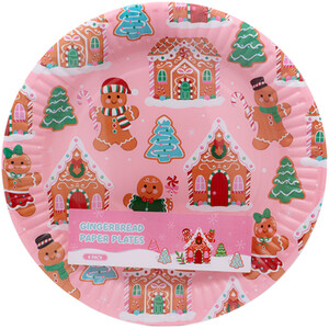 Pack of 8 Festive Gingerbread Paper Plates