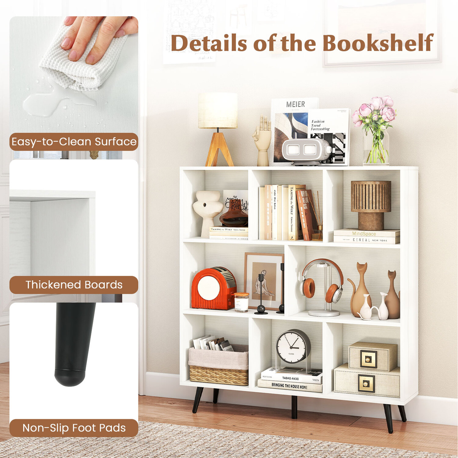 8-cube Bookshelf Storage Rack - White