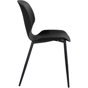 Black Pair of Carnaby Kitchen Dining Chairs Plastic Seat With Metal Legs shot 10472668