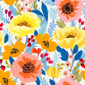 Pretty Peony Wallpaper in Pink, Orange and Yellow