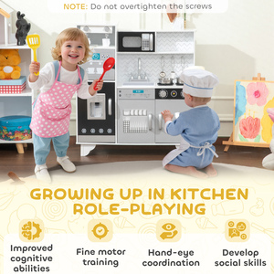 AIYAPLAY Kids Play Kitchen with Sounds, Ice  Coffee Maker Utensils