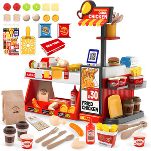 Mini Kitchen Playset Fried Chicken Shop Toy with Color-Changing Food