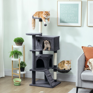 PawHut Cat Tree Tower with Sisal Scratching Posts, Cat Houses