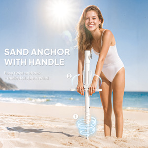 Blue Outsunny Beach Umbrella Portable with Sand Anchor shot 11596209