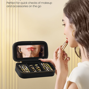 Black SONGMICS Travel Jewellery Box Case with Mirror shot 11637999