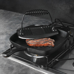 KM Square Grill Pan with Meat Press