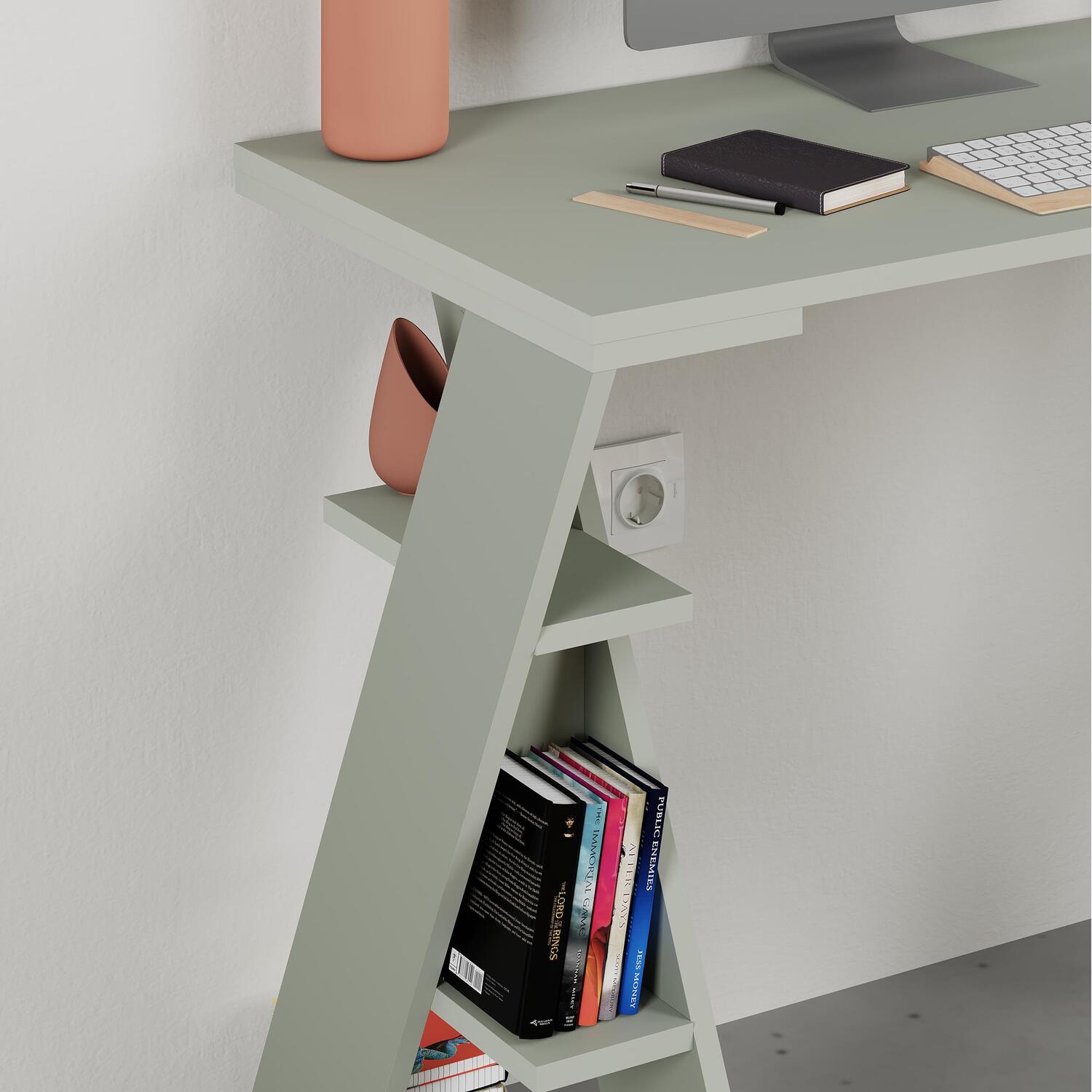 Decortie Papillon Working Study Desk 106cm - Ash Green