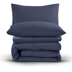 Navy / Single Soft Touch Plain Microfibre Duvet Cover and Pillowcase Set shot 11859859