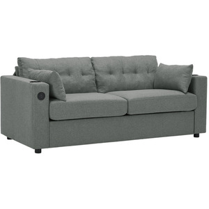2-Seater Sofa Bed with Cup Holders and Pillows